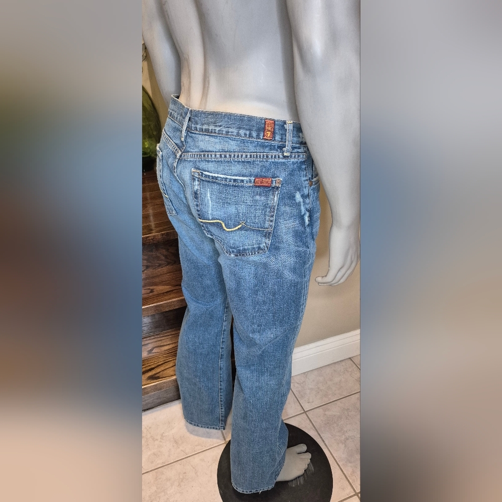 7 For All Mankind Men's Light Blue Bootcut Jeans - Picture 1 of 11